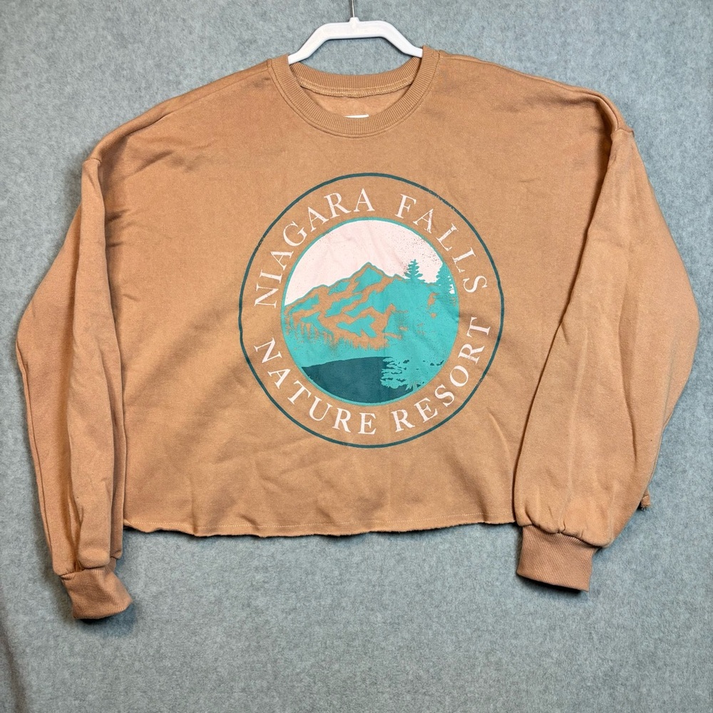 Grayson Threads Women's Niagara Falls Oversized Cropped Fleece Sweatshirt XL - Picture 1 of 9